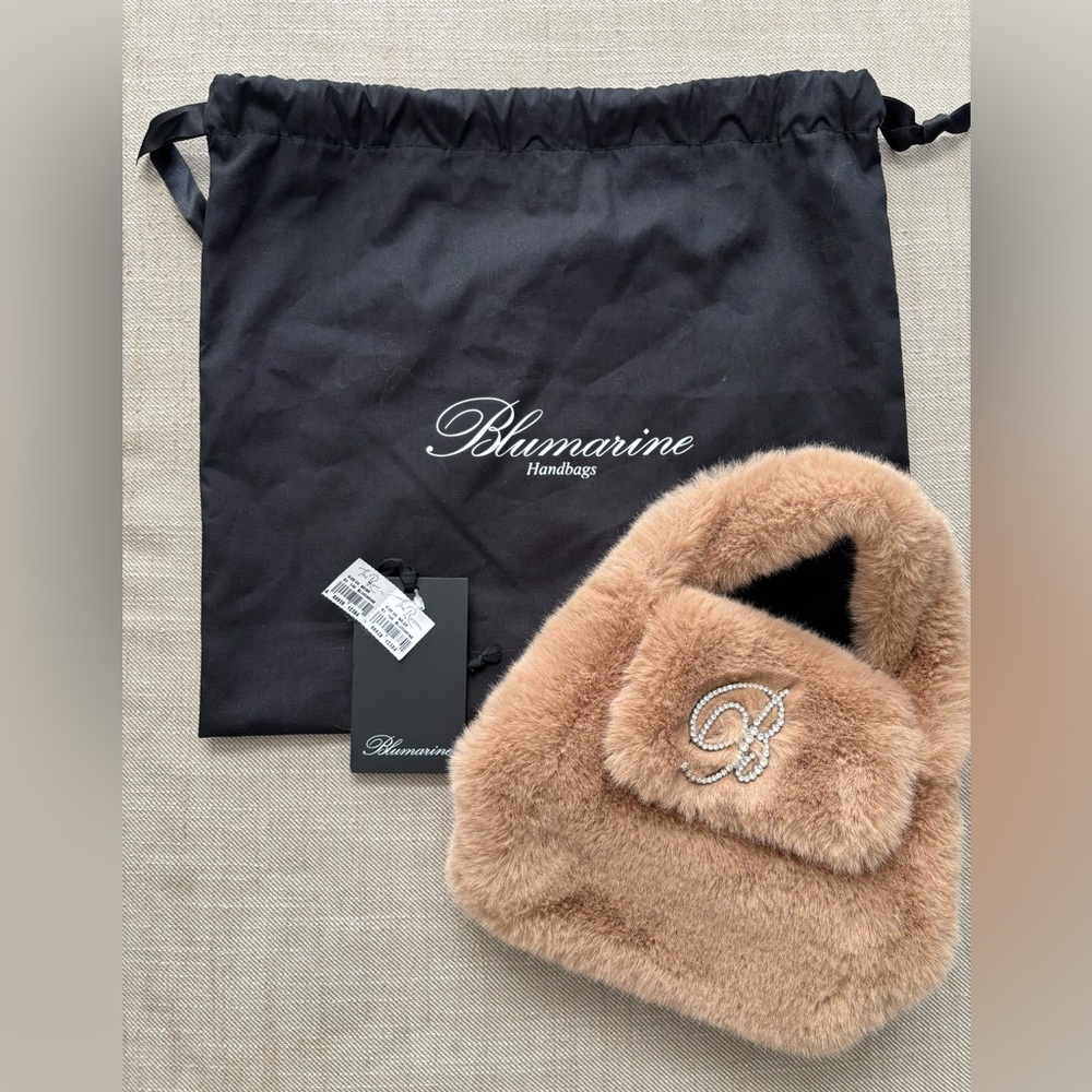 Blumarine Beige Faux Fur Bag